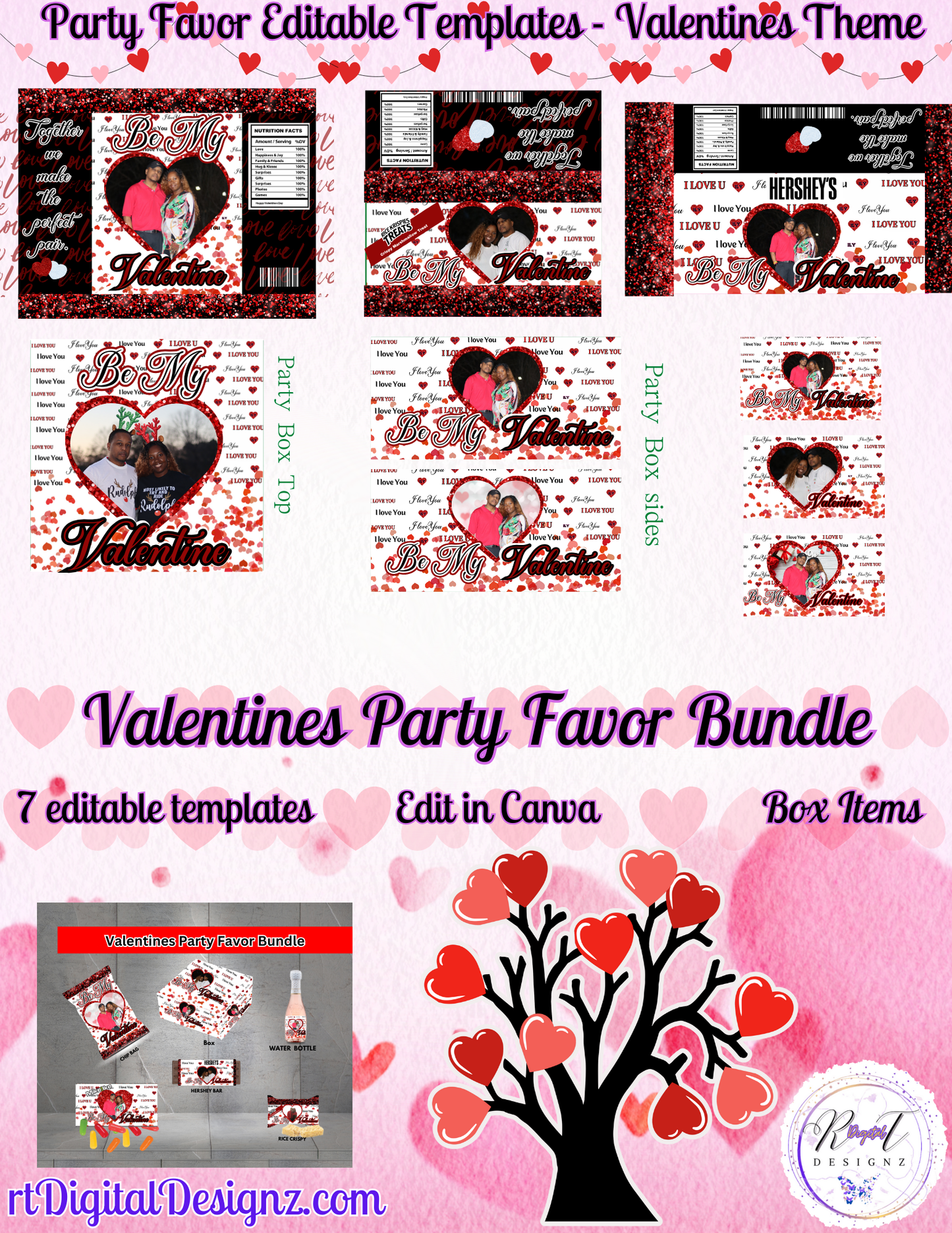 Valentines Party Favor Editable Template