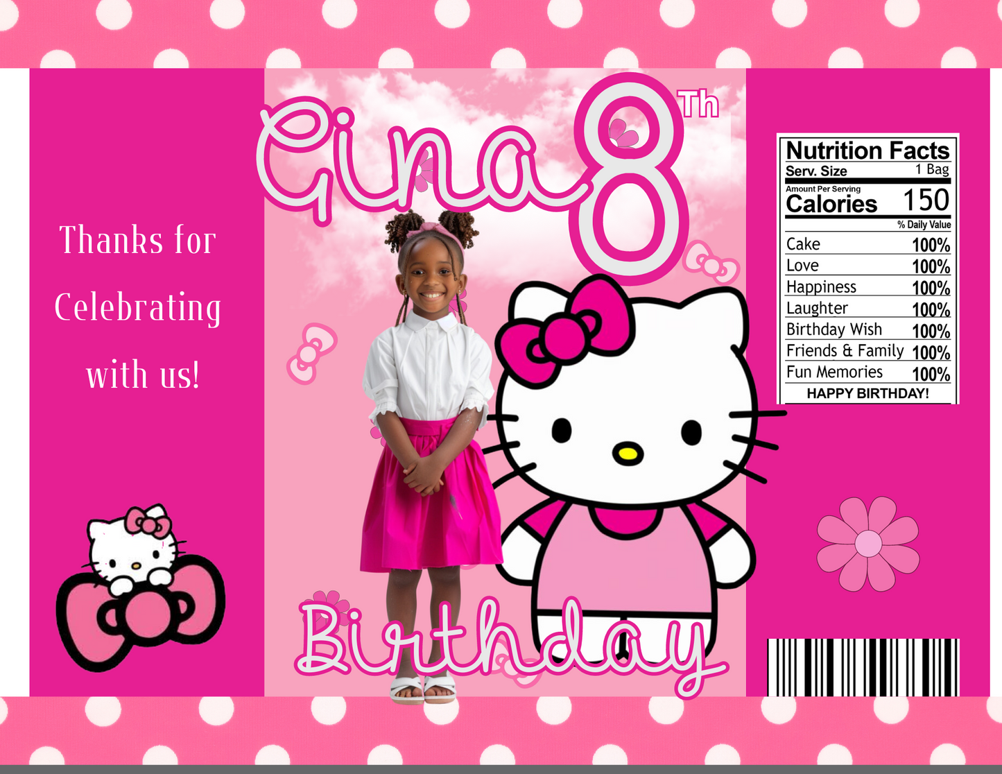 Chip Bag Template with Mock-Up (Hello Kitty)