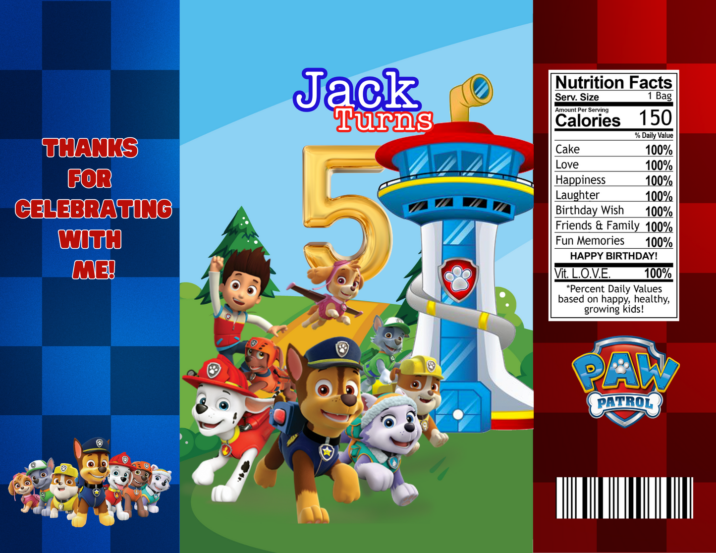 Chip Bag Template with Mock-Up (Paw Patrol)